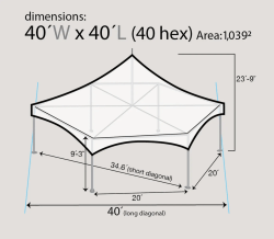 40' Hexagon Premium High Peak Frame Party Tent, White